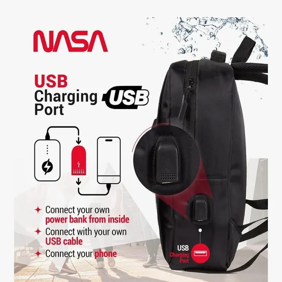 VSVN Space Shuttle Design Backpack - Black and White - Picture 3 of 4